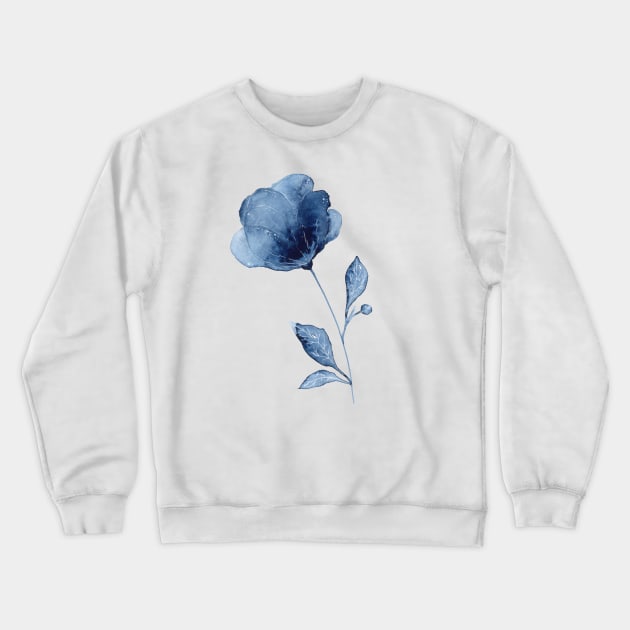 Indigo Flower Crewneck Sweatshirt by Ellen Wilberg